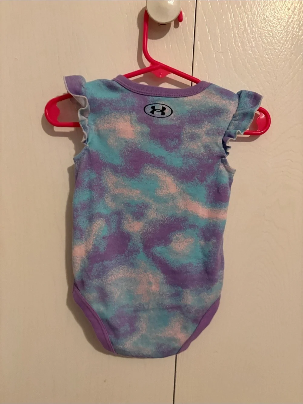 Under Armour Purple & Teal Tie-Dye Flutter-Sleeve One-Piece Bodysuit